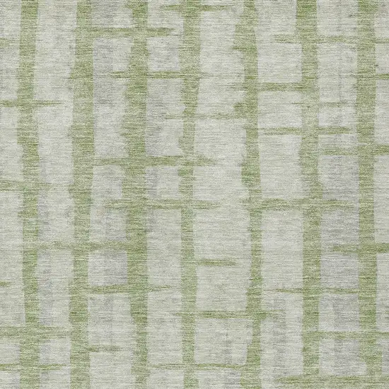 Artichoke Green And Gray Striped Washable Indoor Outdoor Area Rug Photo 6