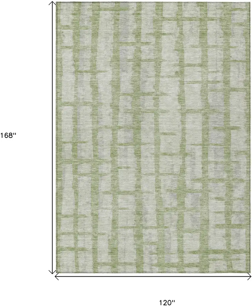 Artichoke Green And Gray Striped Washable Indoor Outdoor Area Rug Photo 3