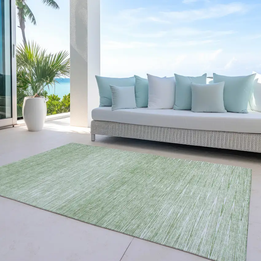 Artichoke Green And Green Abstract Washable Indoor Outdoor Area Rug Photo 7