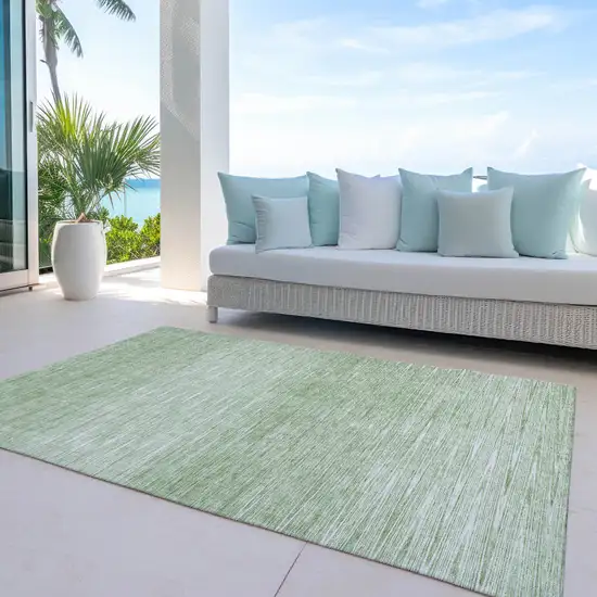 Artichoke Green And Green Abstract Washable Indoor Outdoor Area Rug Photo 7