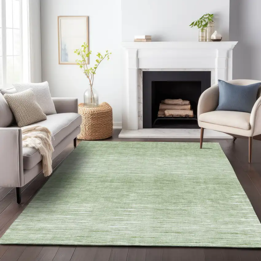 Artichoke Green And Green Abstract Washable Indoor Outdoor Area Rug Photo 8