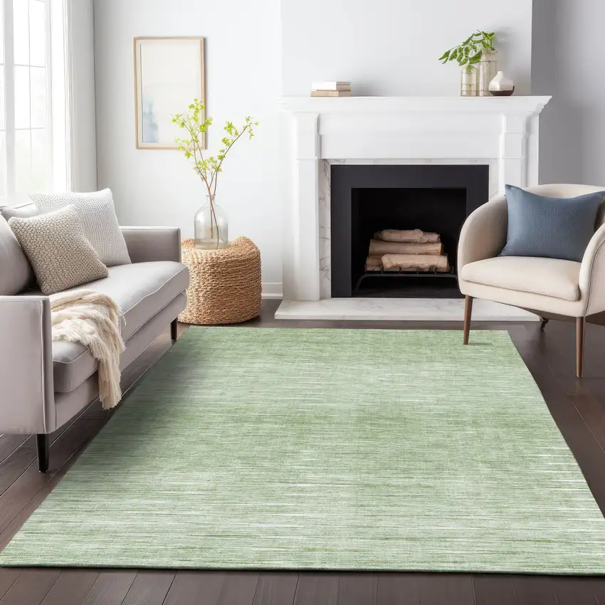 Artichoke Green And Green Abstract Washable Indoor Outdoor Area Rug Photo 9