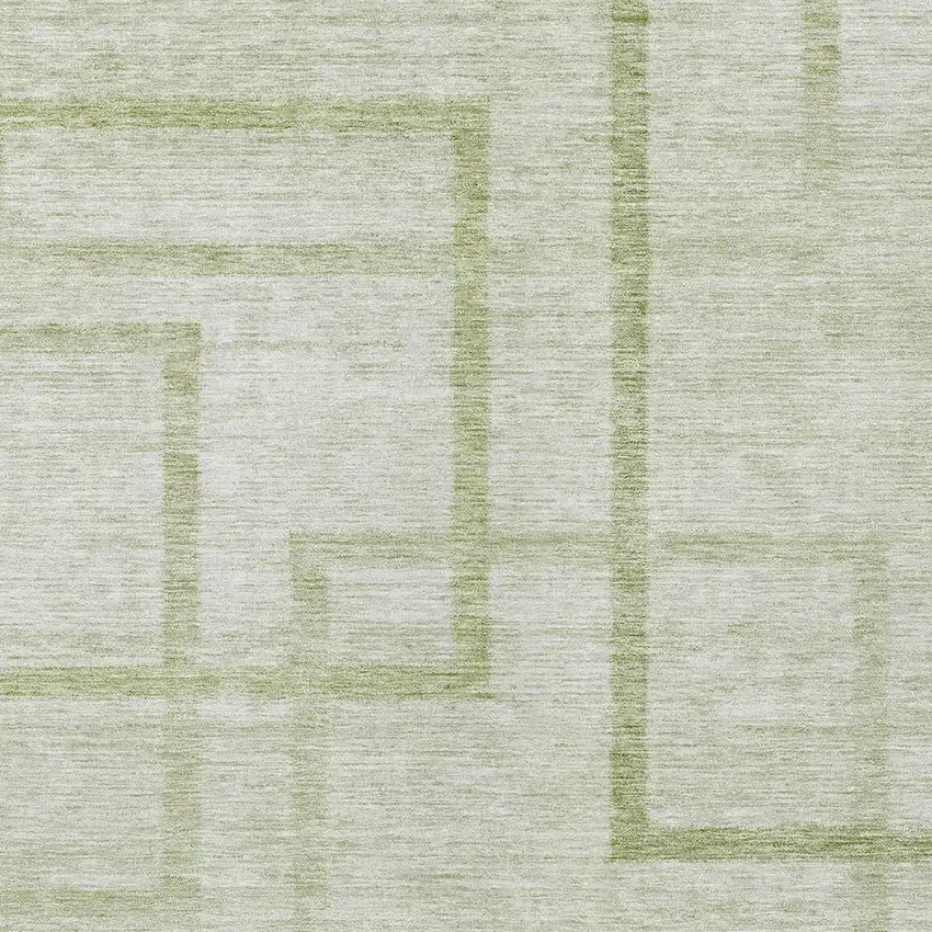 Artichoke Green And Green Geometric Washable Indoor Outdoor Area Rug Photo 6