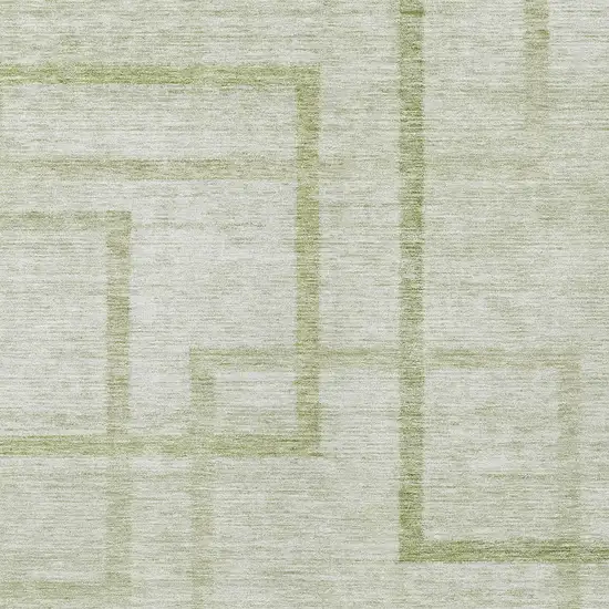 Artichoke Green And Green Geometric Washable Indoor Outdoor Area Rug Photo 6