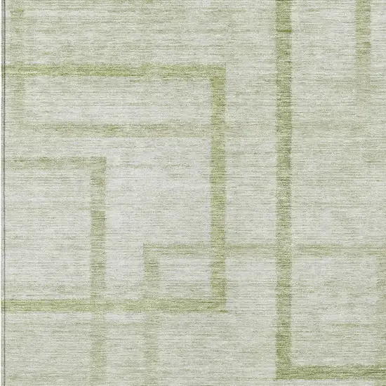 Artichoke Green And Green Geometric Washable Indoor Outdoor Area Rug Photo 6