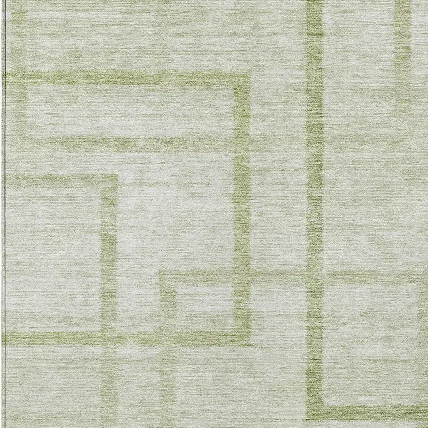 Artichoke Green And Green Geometric Washable Indoor Outdoor Area Rug Photo 6