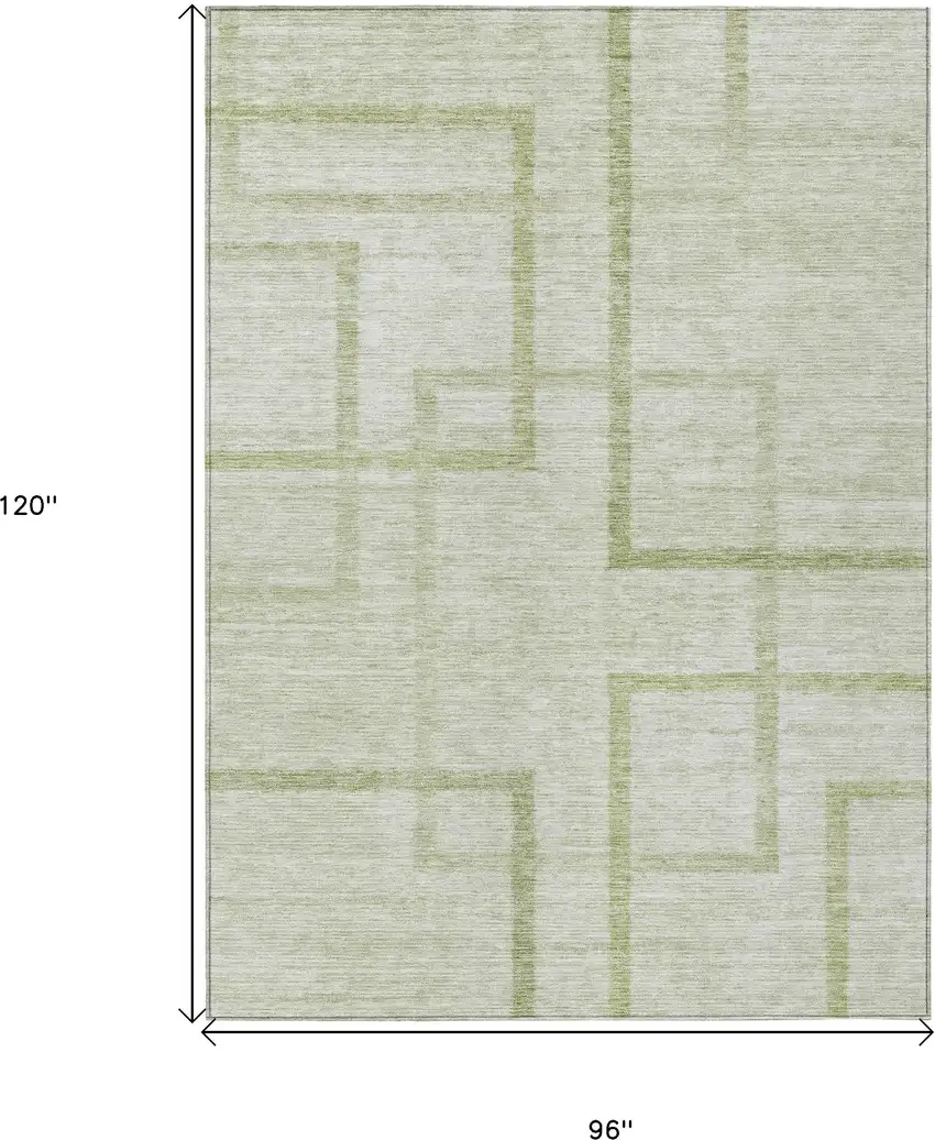 Artichoke Green And Green Geometric Washable Indoor Outdoor Area Rug Photo 3