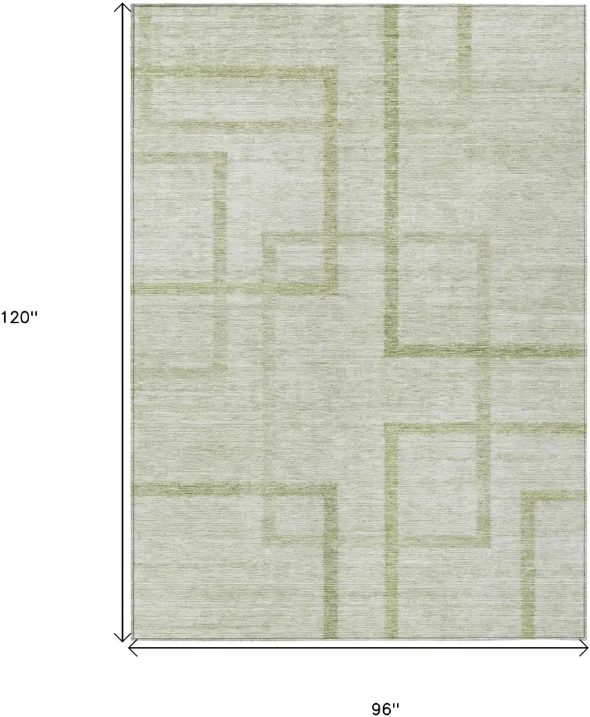 Artichoke Green And Green Geometric Washable Indoor Outdoor Area Rug Photo 3