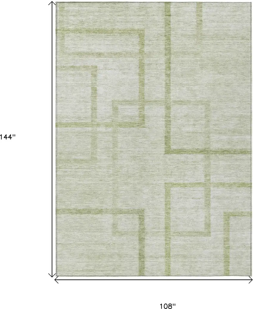 Artichoke Green And Green Geometric Washable Indoor Outdoor Area Rug Photo 3