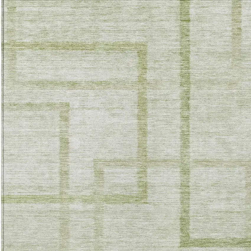 Artichoke Green And Green Geometric Washable Indoor Outdoor Area Rug Photo 6