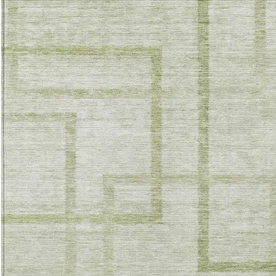 Artichoke Green And Green Geometric Washable Indoor Outdoor Area Rug Photo 6