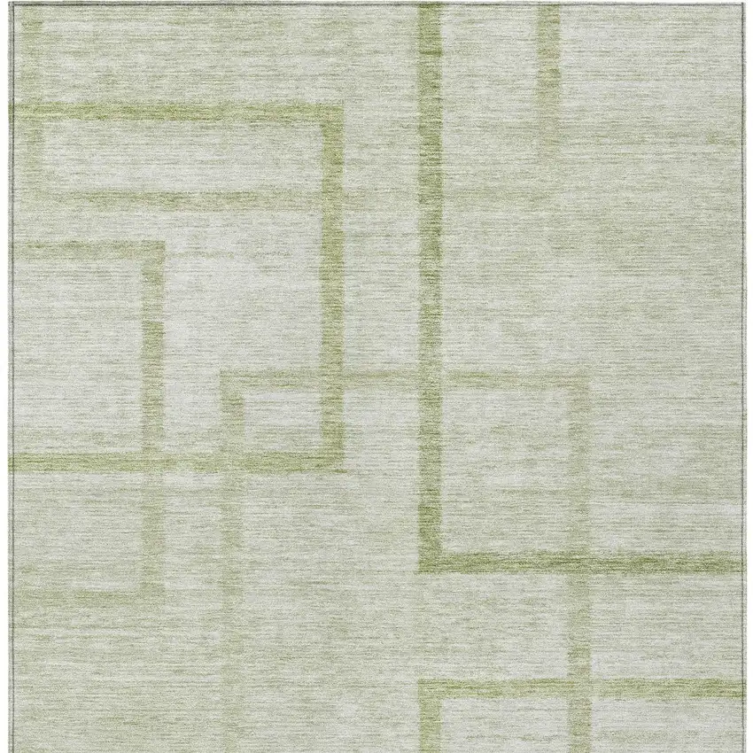 Artichoke Green And Green Geometric Washable Indoor Outdoor Area Rug Photo 7
