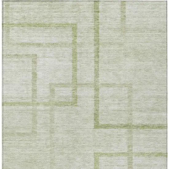 Artichoke Green And Green Geometric Washable Indoor Outdoor Area Rug Photo 7