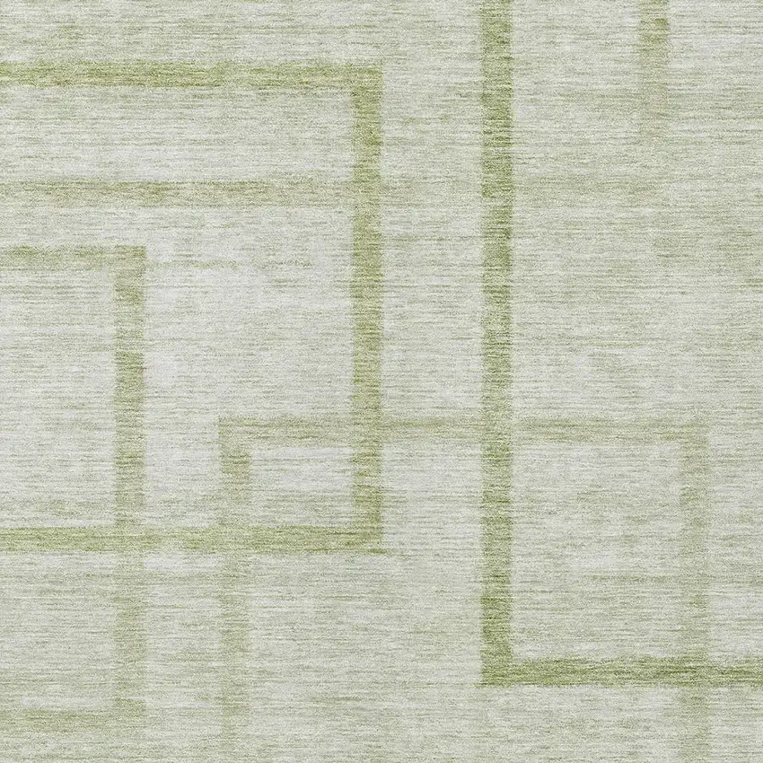 Artichoke Green And Green Geometric Washable Indoor Outdoor Area Rug Photo 6