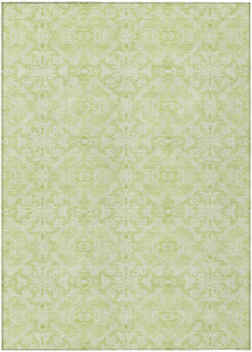 Artichoke Green And Green Medallion Washable Indoor Outdoor Area Rug Photo 2