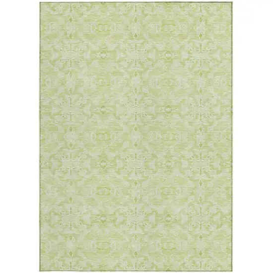 Artichoke Green And Green Medallion Washable Indoor Outdoor Area Rug Photo 4
