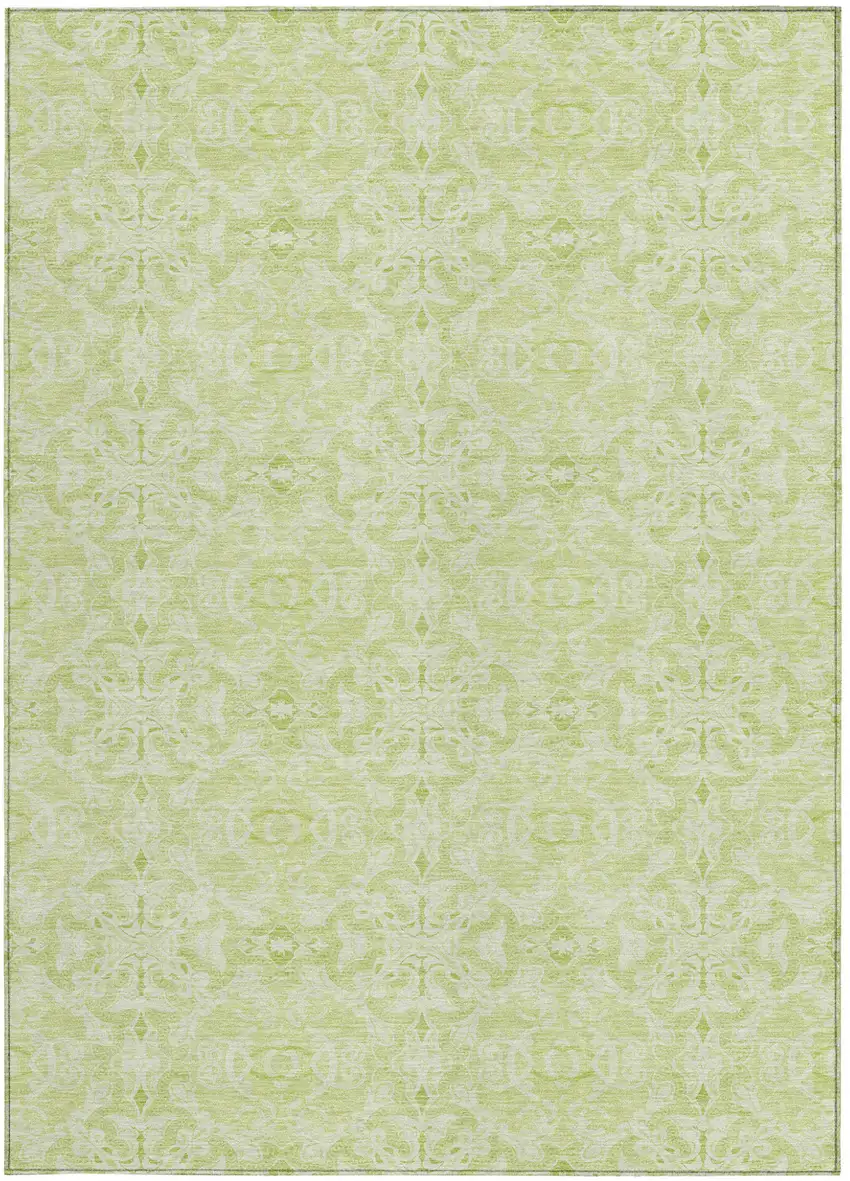 Artichoke Green And Green Medallion Washable Indoor Outdoor Area Rug Photo 4