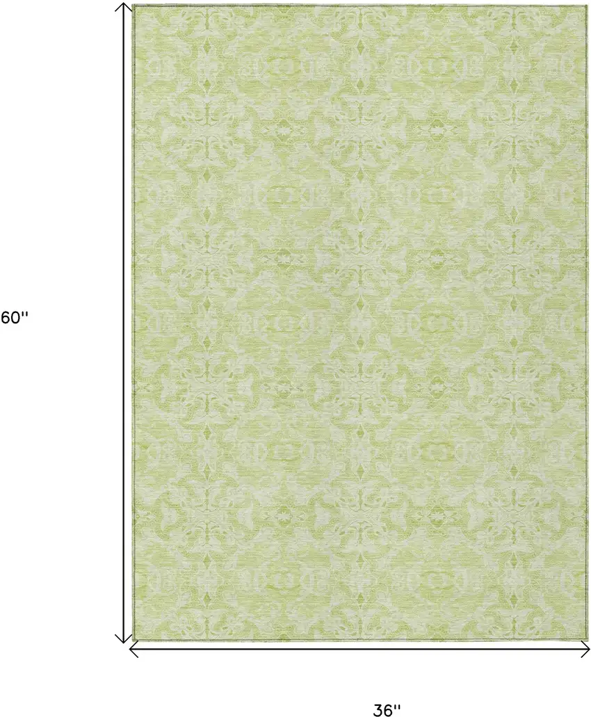 Artichoke Green And Green Medallion Washable Indoor Outdoor Area Rug Photo 9