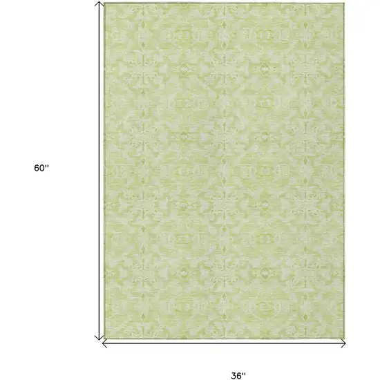 Artichoke Green And Green Medallion Washable Indoor Outdoor Area Rug Photo 9