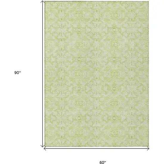 Artichoke Green And Green Medallion Washable Indoor Outdoor Area Rug Photo 3
