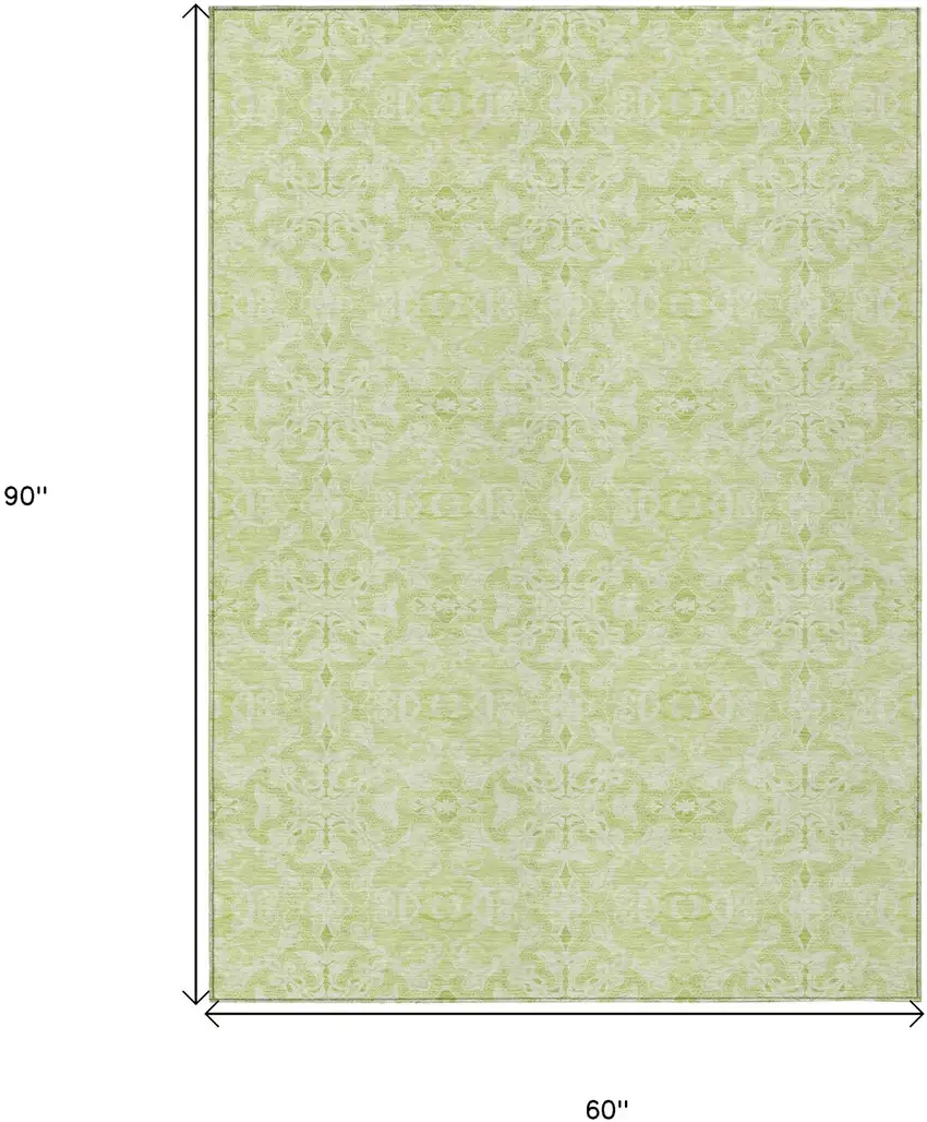 Artichoke Green And Green Medallion Washable Indoor Outdoor Area Rug Photo 3