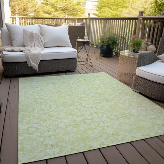 Artichoke Green And Green Medallion Washable Indoor Outdoor Area Rug Photo 7