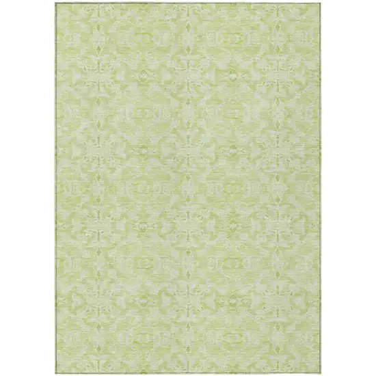Artichoke Green And Green Medallion Washable Indoor Outdoor Area Rug Photo 2