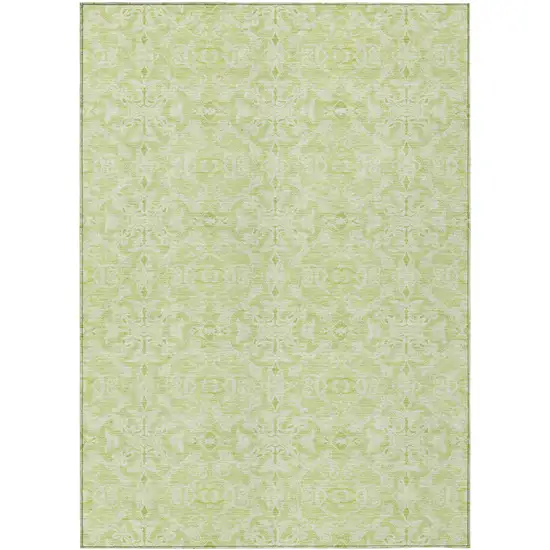 Artichoke Green And Green Medallion Washable Indoor Outdoor Area Rug Photo 2