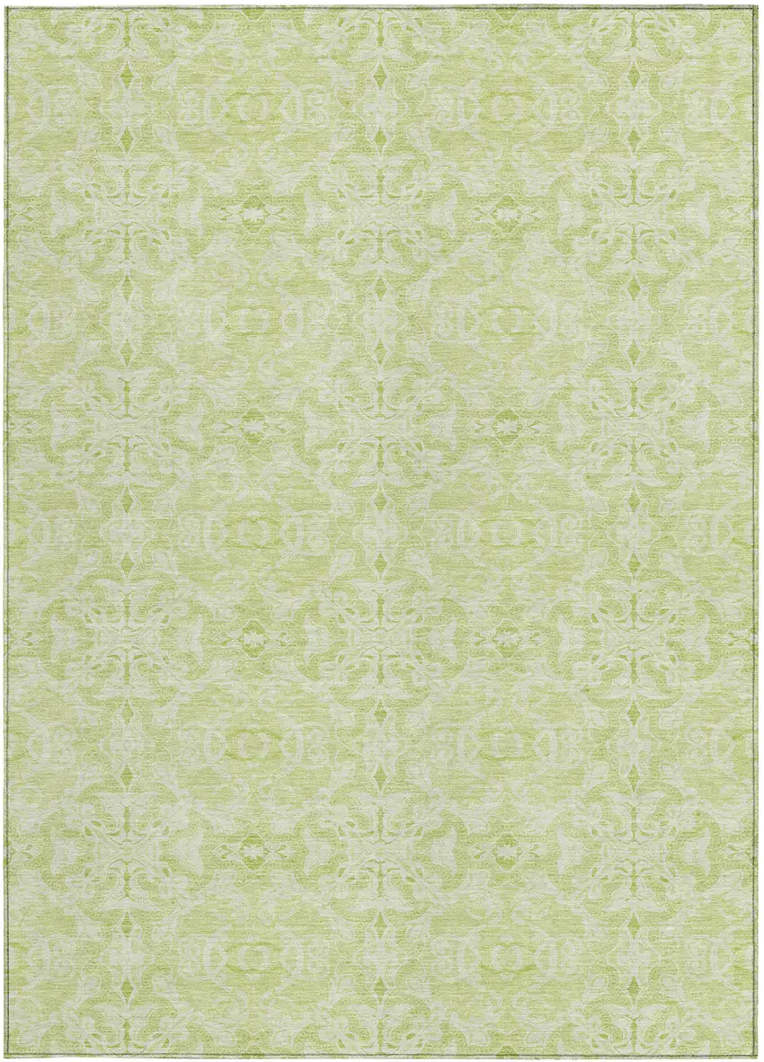 Artichoke Green And Green Medallion Washable Indoor Outdoor Area Rug Photo 6