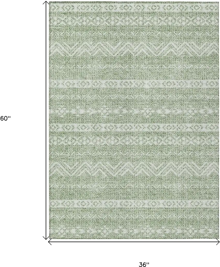 Artichoke Green And Green Southwestern Washable Indoor Outdoor Area Rug Photo 3