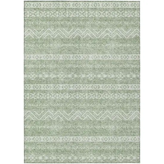 Artichoke Green And Green Southwestern Washable Indoor Outdoor Area Rug Photo 2