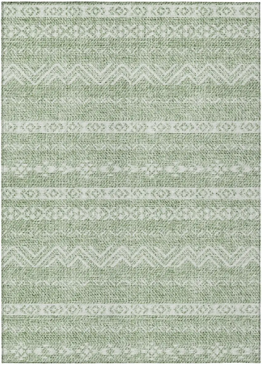 Artichoke Green And Green Southwestern Washable Indoor Outdoor Area Rug Photo 2