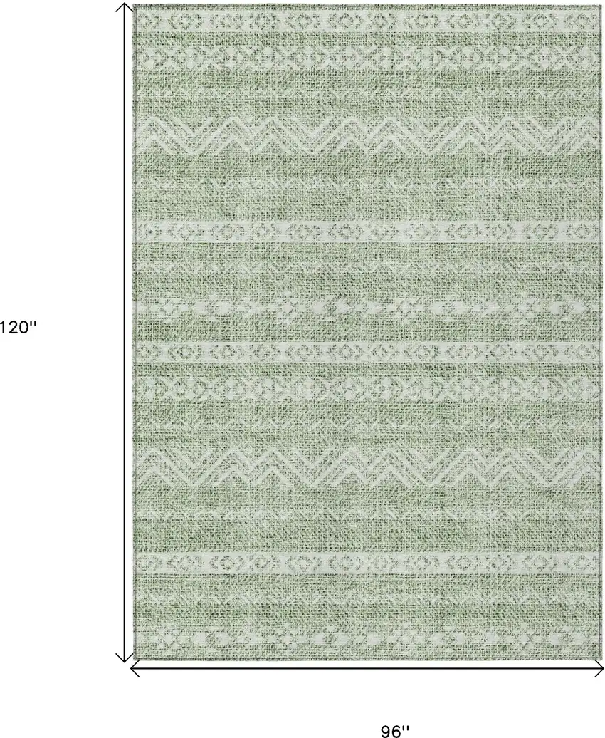 Artichoke Green And Green Southwestern Washable Indoor Outdoor Area Rug Photo 3