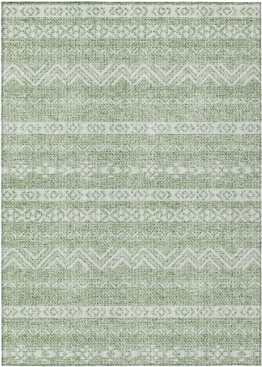 Artichoke Green And Green Southwestern Washable Indoor Outdoor Area Rug Photo 2