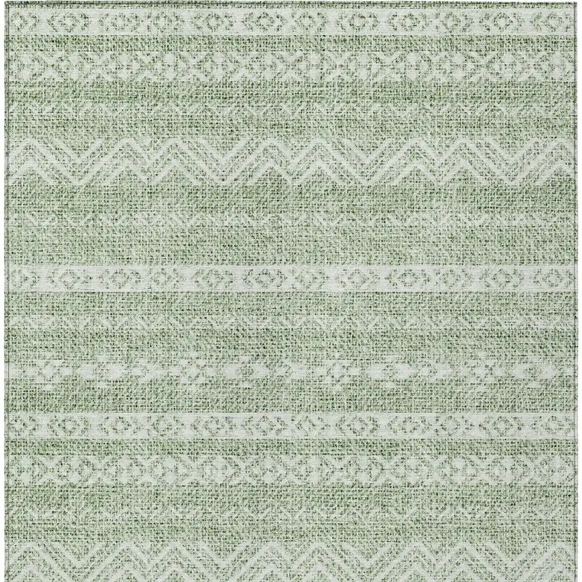 Artichoke Green And Green Southwestern Washable Indoor Outdoor Area Rug Photo 5