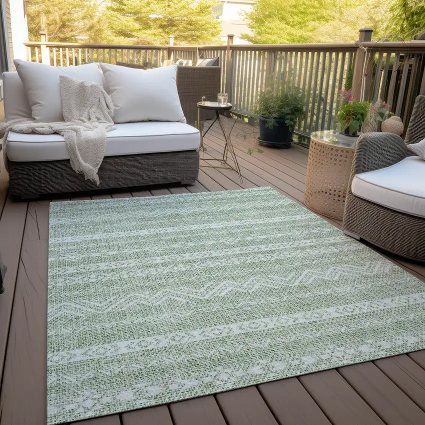 Artichoke Green And Green Southwestern Washable Indoor Outdoor Area Rug Photo 7