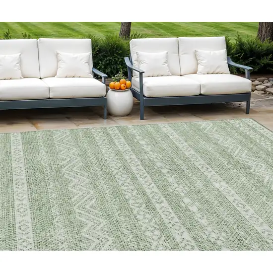 Artichoke Green And Green Southwestern Washable Indoor Outdoor Area Rug Photo 1