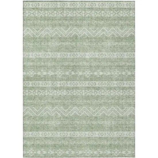 Artichoke Green And Green Southwestern Washable Indoor Outdoor Area Rug Photo 2