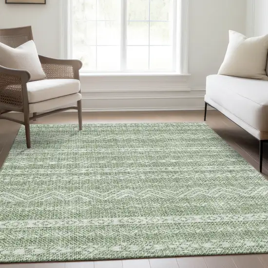 Artichoke Green And Green Southwestern Washable Indoor Outdoor Area Rug Photo 8
