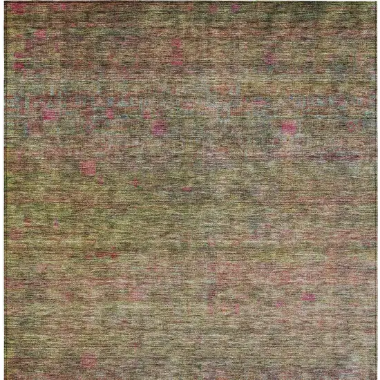 Artichoke Green And Hot Pink Floral Washable Indoor Outdoor Area Rug Photo 7
