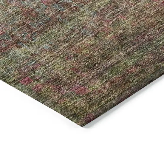Artichoke Green And Hot Pink Floral Washable Indoor Outdoor Area Rug Photo 5
