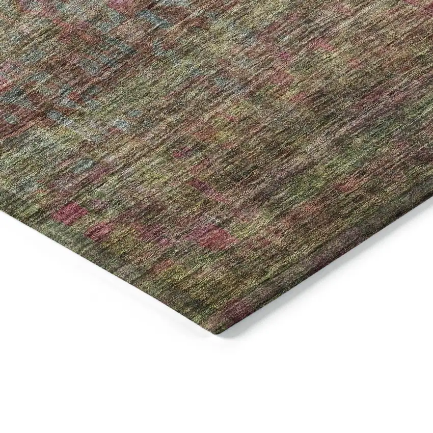 Artichoke Green And Hot Pink Floral Washable Indoor Outdoor Area Rug Photo 5