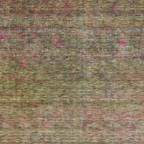 Artichoke Green And Hot Pink Floral Washable Indoor Outdoor Area Rug Photo 6