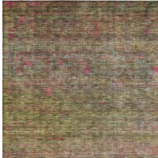Artichoke Green And Hot Pink Floral Washable Indoor Outdoor Area Rug Photo 6