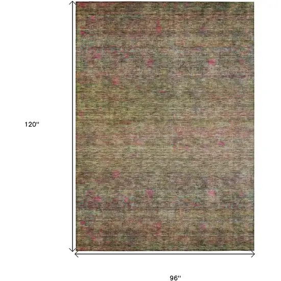 Artichoke Green And Hot Pink Floral Washable Indoor Outdoor Area Rug Photo 9