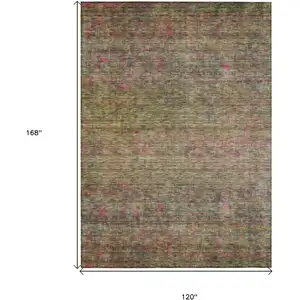 Photo of Artichoke Green And Hot Pink Floral Washable Indoor Outdoor Area Rug