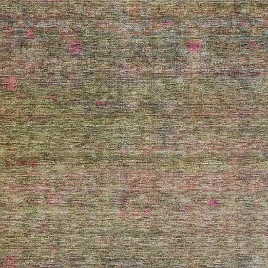 Artichoke Green And Hot Pink Floral Washable Indoor Outdoor Area Rug Photo 6