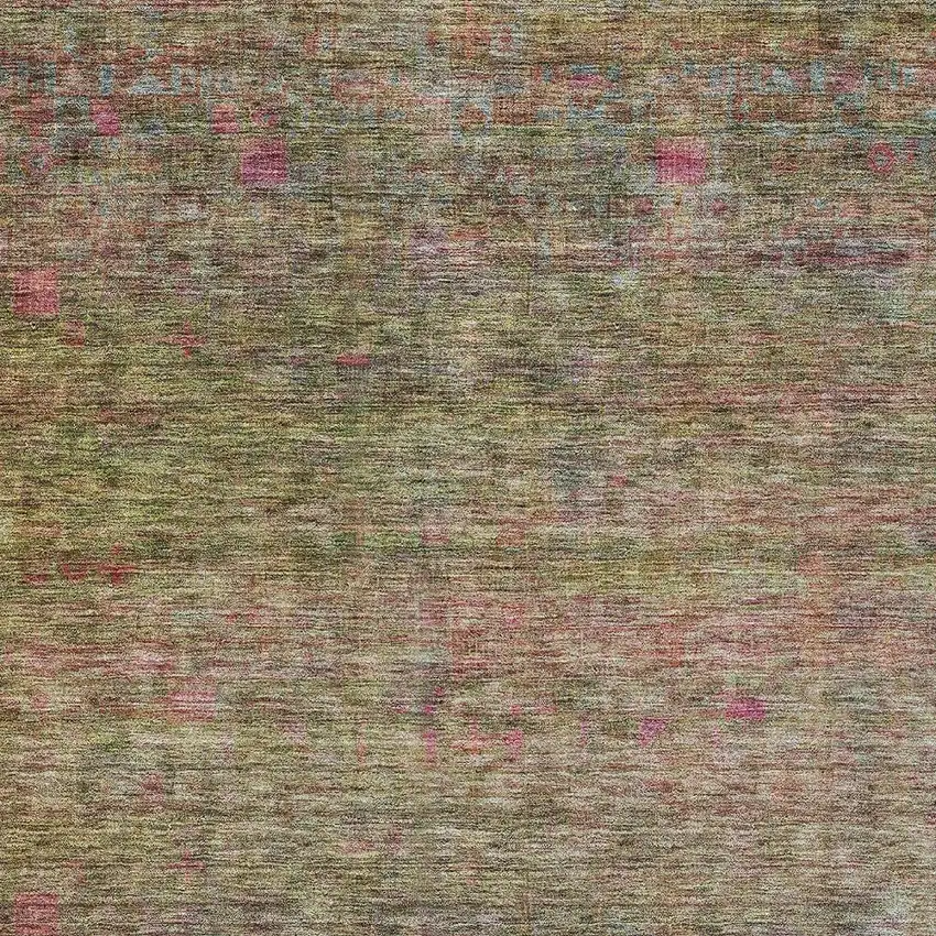 Artichoke Green And Hot Pink Floral Washable Indoor Outdoor Area Rug Photo 6