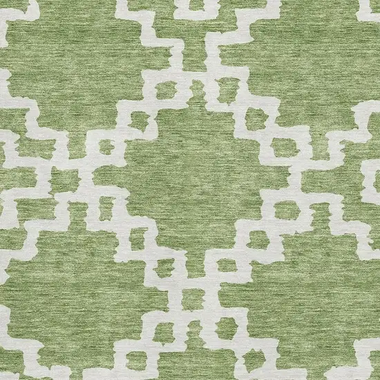Artichoke Green And Ivory Abstract Geometric Washable Area Rug With UV Protection Photo 3