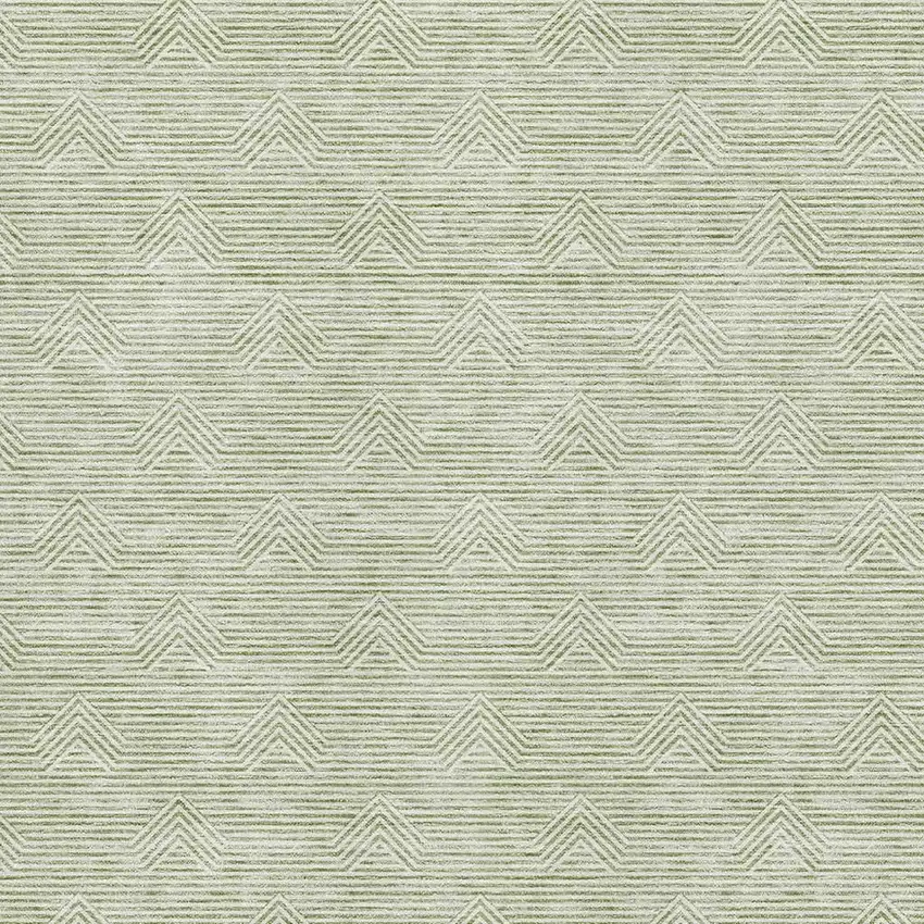 Artichoke Green And Ivory Abstract Geometric Washable Area Rug With UV Protection Photo 3